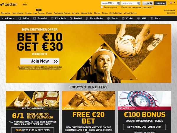 Betfair Screenshot